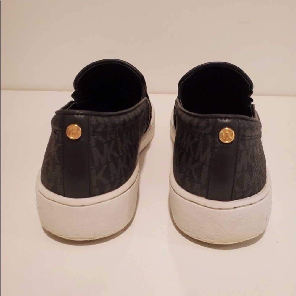 MONOGRAM MICHAEL KORS KEATON SLIP-ON SNEAKERS…SIZE 10, MK LOGO PRINT